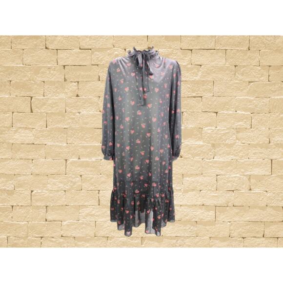 Vintage Maxi Shift Dress with Victorian Neckline and Peasant Sleeves - Picture 1 of 7